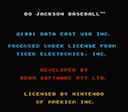 Bo Jackson Baseball title screenshot